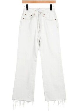 RE/DONE Originals Bleach Light High Rise Wide Leg Jeans Women Size 25 White Raw